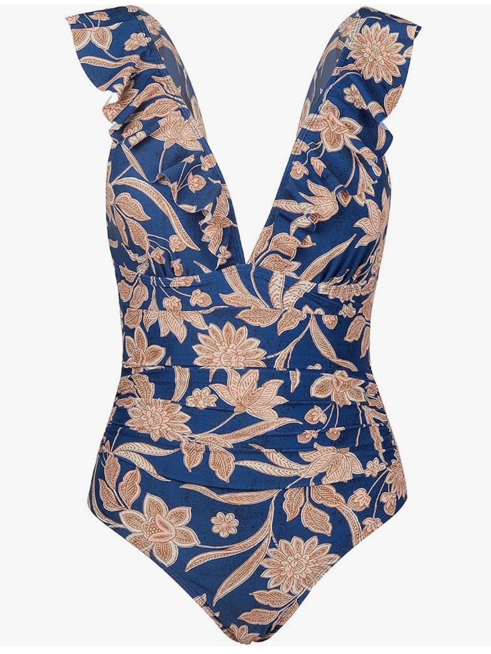 CUPSHE Women's One Piece Swimsuit V Neck Bathing Suit Ruched Tummy - Picture 3 of 5